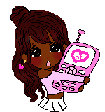 black gyaru girl hugging large y2k-type cell phone pixel